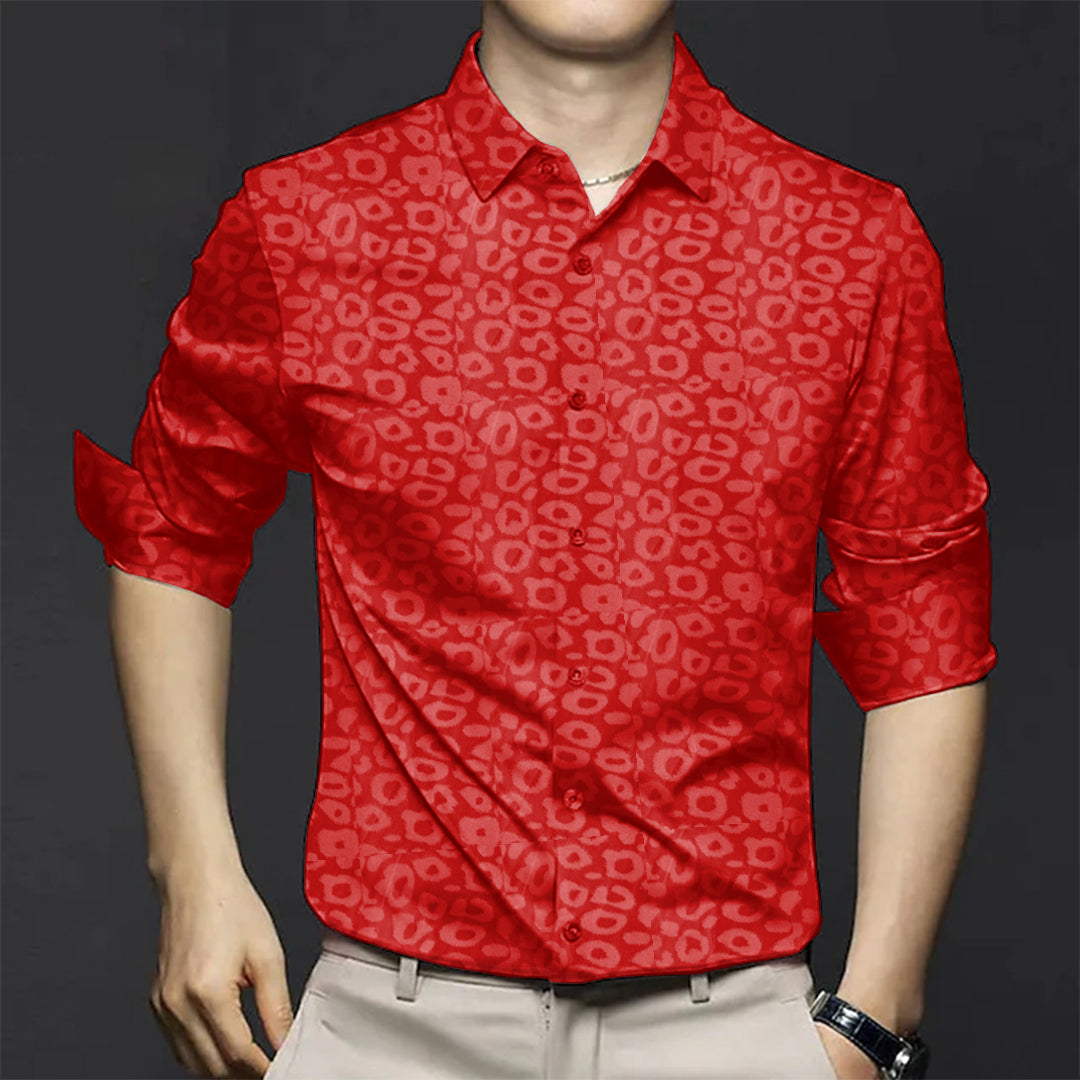 Red Leopard Print Premium Satin Shirt