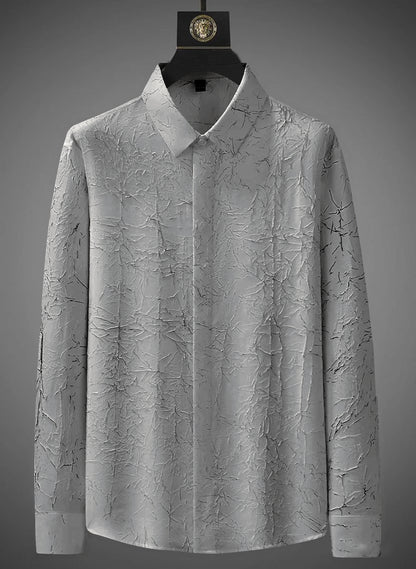 Tropical Leaf Puff Textured Full Sleeve Shirt