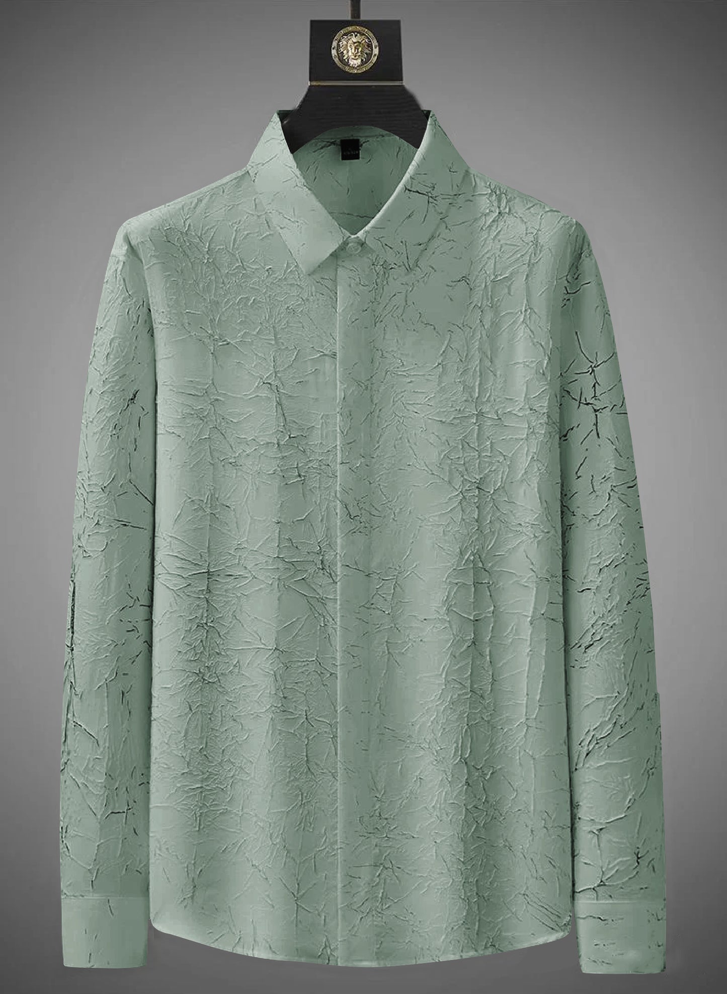 Tropical Leaf Puff Textured Full Sleeve Shirt