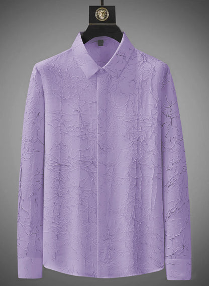 Tropical Leaf Puff Textured Full Sleeve Shirt