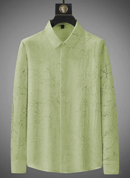 Tropical Leaf Puff Textured Full Sleeve Shirt