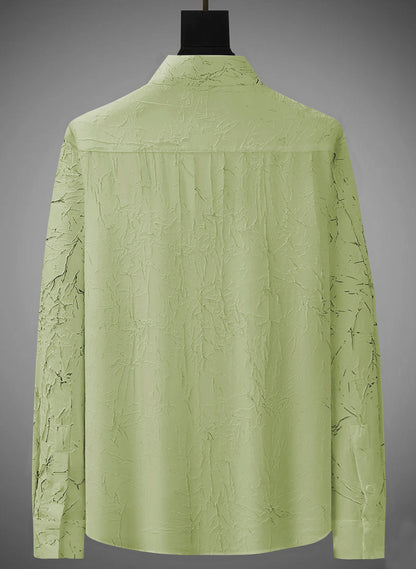 Tropical Leaf Puff Textured Full Sleeve Shirt