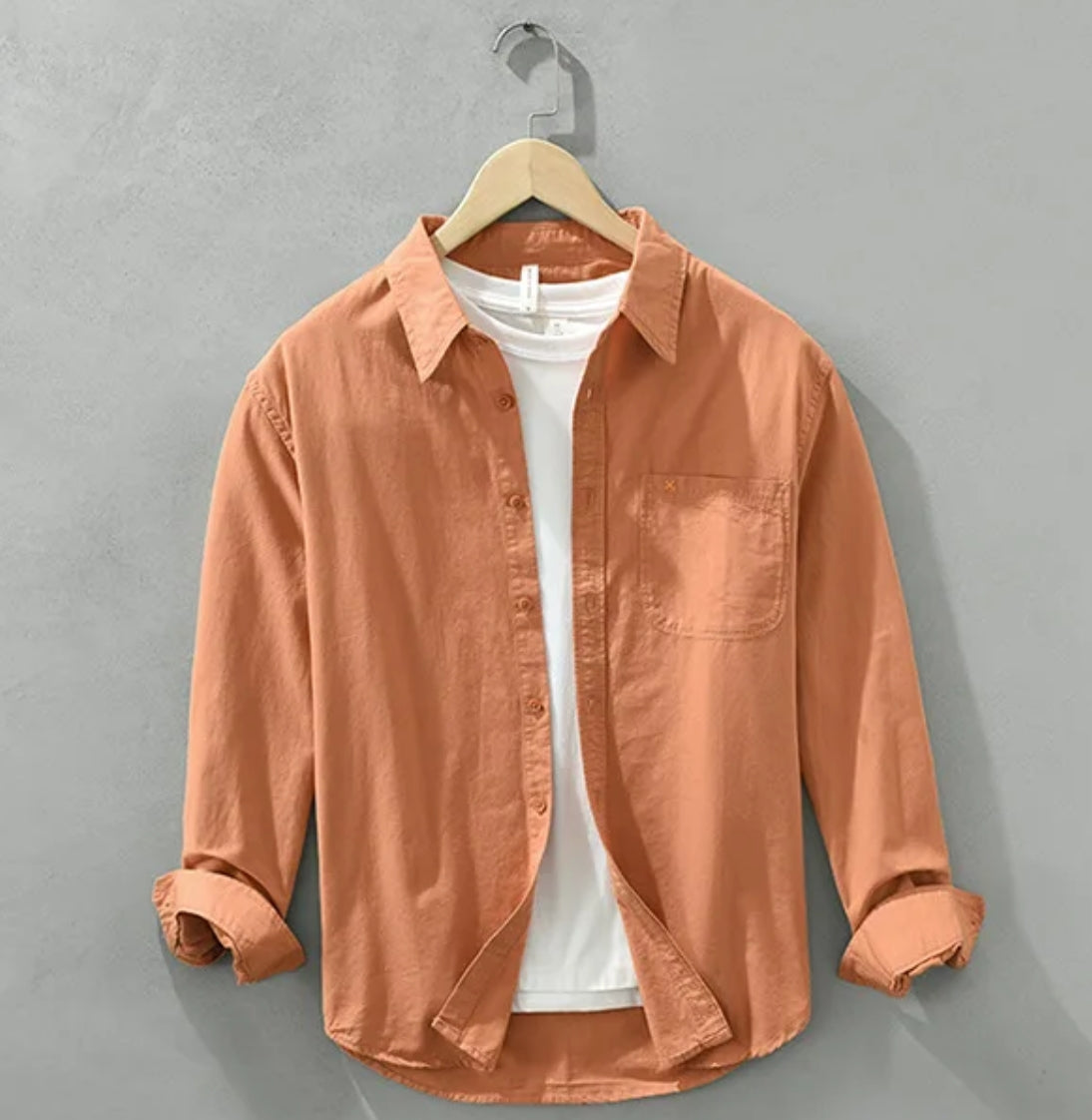 Japan Style Simple Solid Color Long Sleeve Shirt For Men