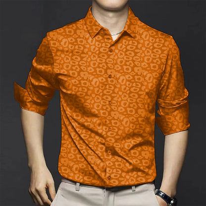 Orange Leopard Print Premium Satin Shirt