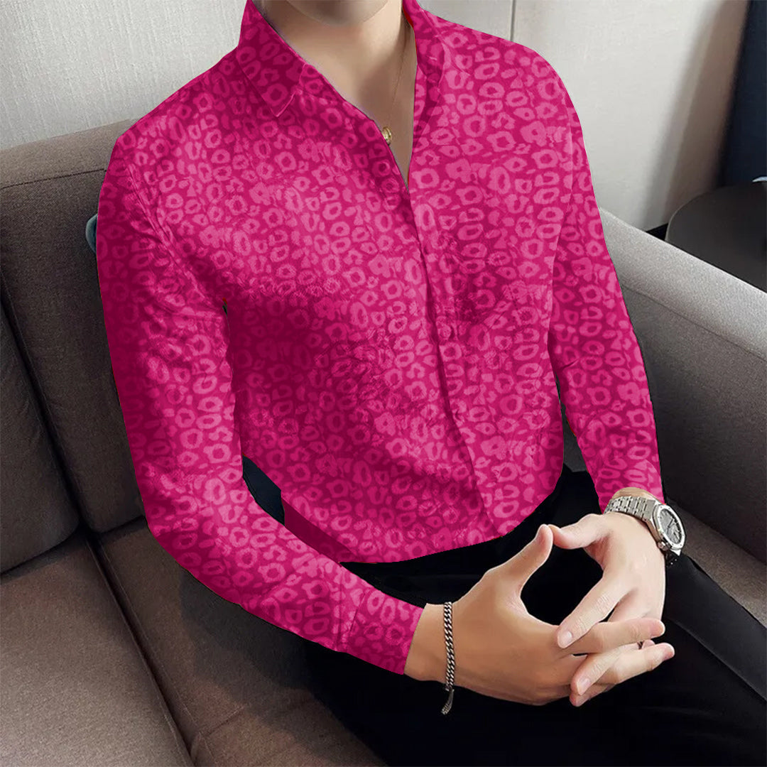 Pink Leopard Print Premium Satin Shirt