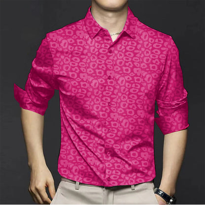 Pink Leopard Print Premium Satin Shirt